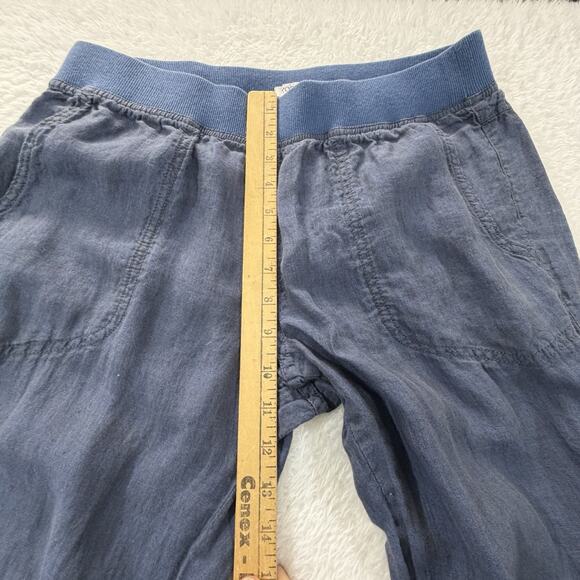Toad & Co Lina Pant 100% Linen Ruched Jogger Pull On Blue Natural Fibers Pockets - Picture 6 of 15